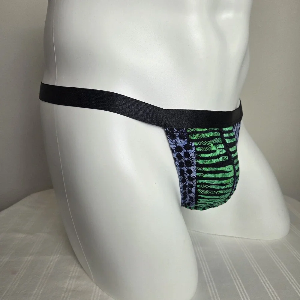 Cosabella‎ x Studio 189 Mens Green Purple Lace G-String Thong Underwear NEW